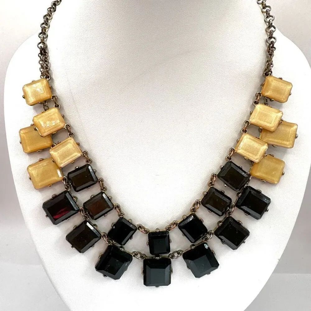 Natasha black and yellow double strand necklace